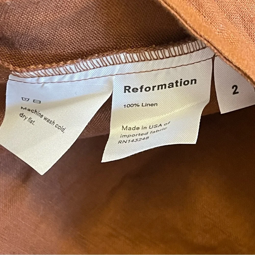 Reformation Thelma midi dress in brown linen size 2 - Picture 13 of 14